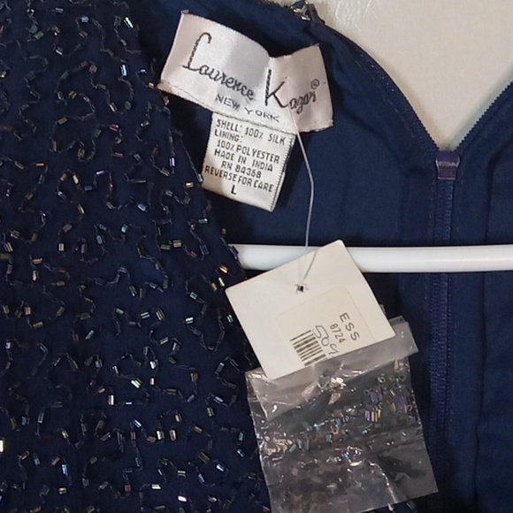 Lawrence Kazar beaded silk/polyester women's dress blue size large - Picture 4 of 11